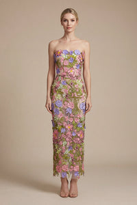 Wyral Floral Strapless Ankle Dress