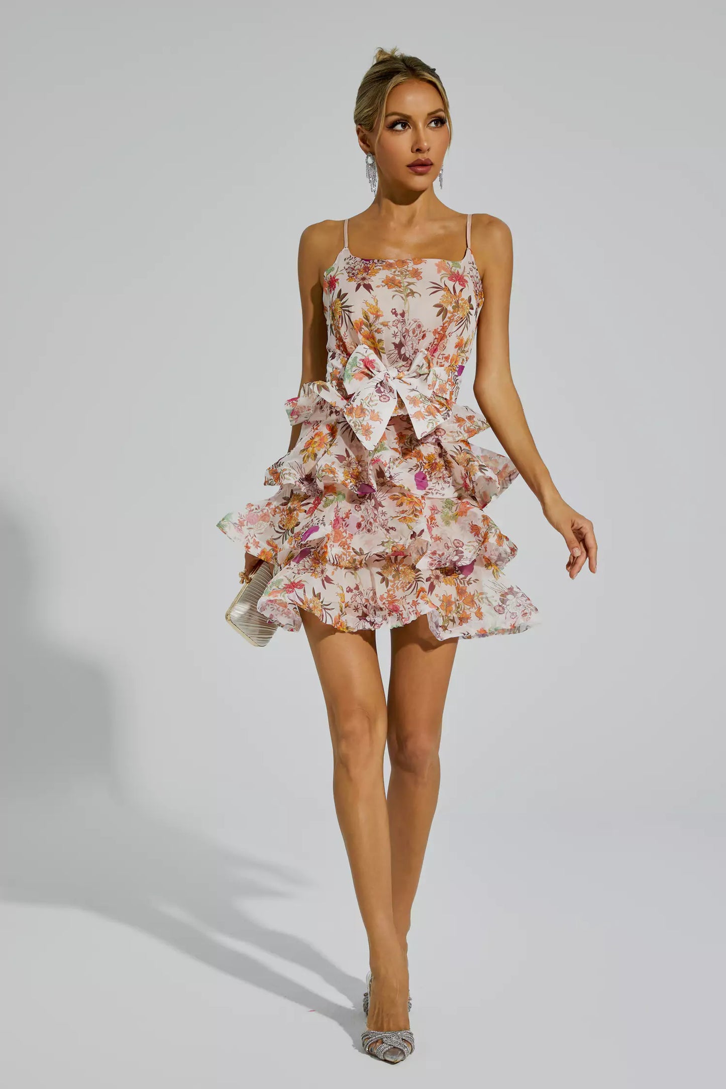 Irma Floral Ruched Slip Mini Dress