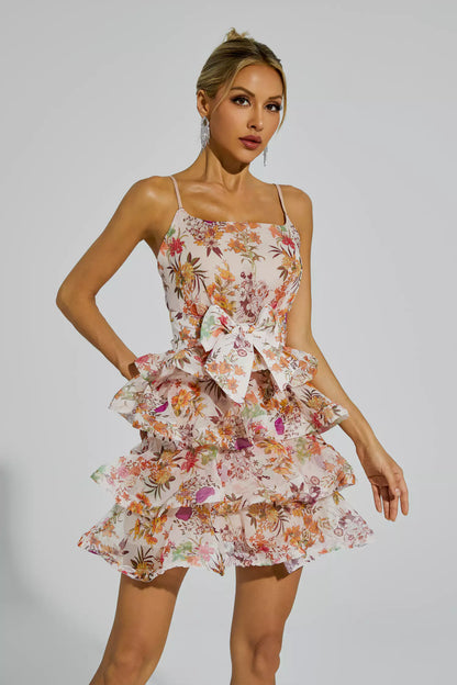 Irma Floral Ruched Slip Mini Dress