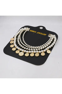 Lyrviel Pearl Gold Coin Necklace