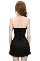 Galian Black Color Block Mini Dress