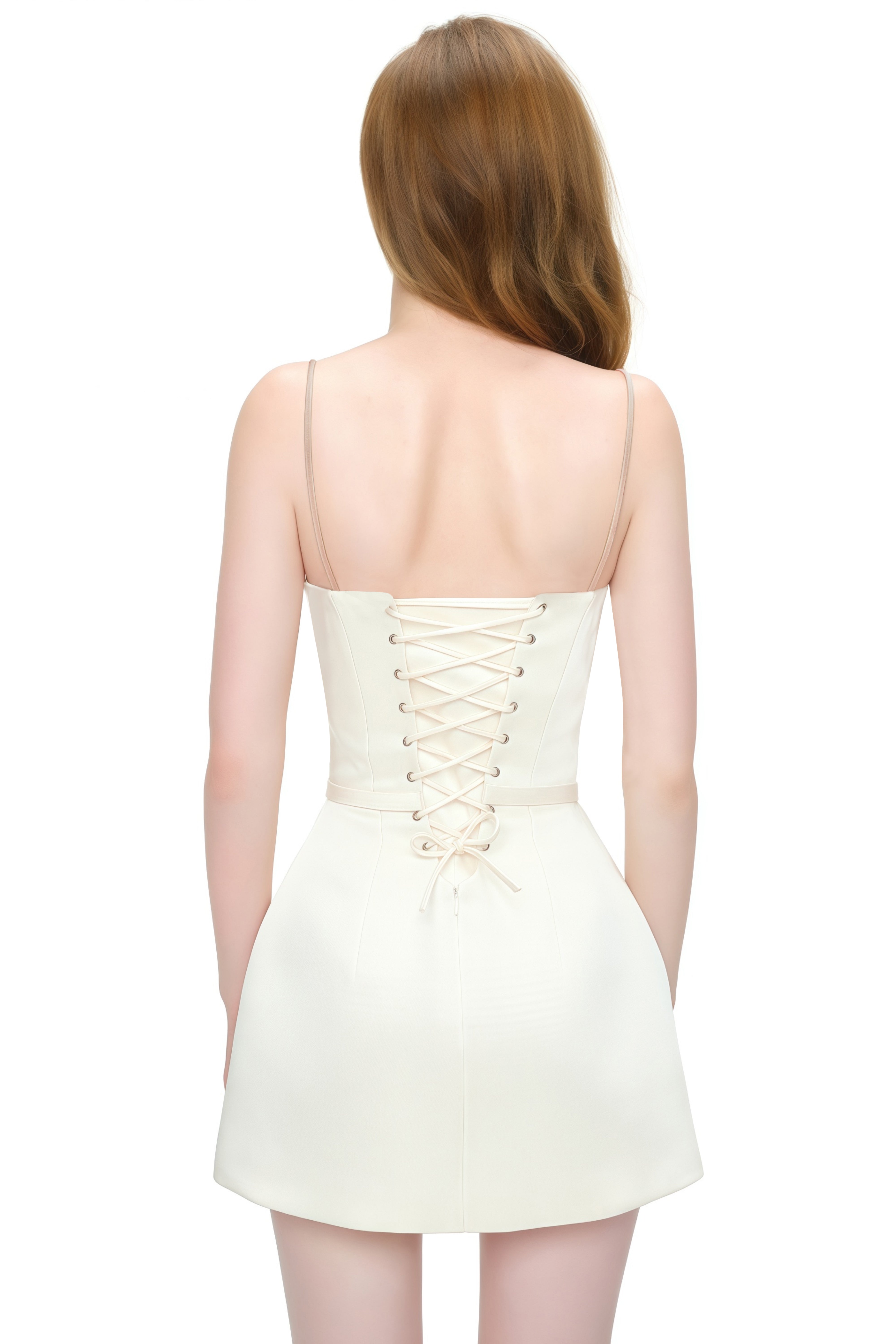 Galian Cream White Color Block Mini Dress