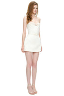 Galian Cream White Color Block Mini Dress