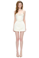 Galian Cream White Color Block Mini Dress