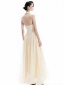 Terrell Halterneck Tulle Overlay Maxi Dress In Apricot