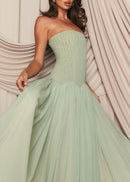 Ovelixor Strapless Mesh Maxi Dress