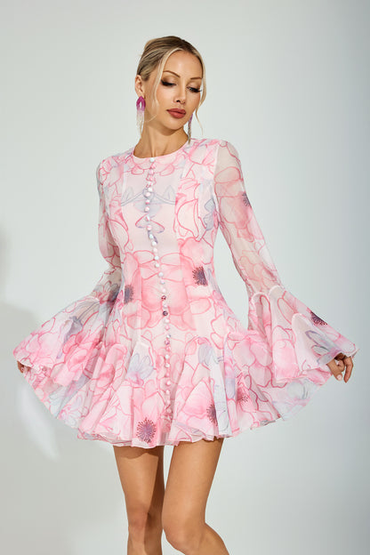 Daelyr Floral Mini Dress In Pink