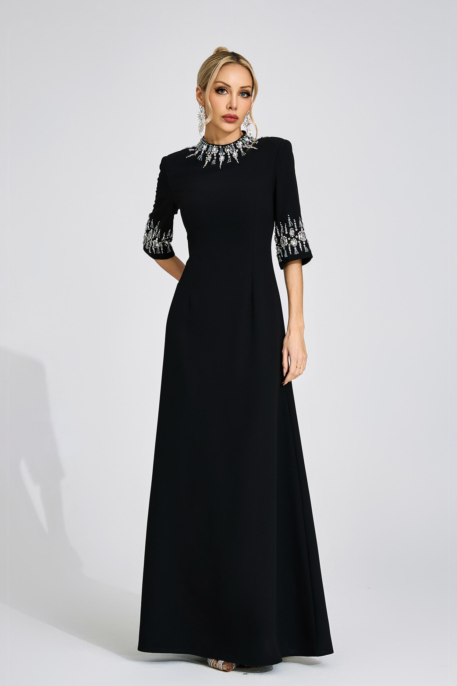 black diamond neck dress Uldravis Black Diamond Maxi Dress – Night Novas