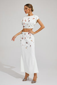 Ozzie Diamond Shells Embellished Set In White