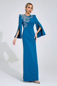 Larevix Sapphire Blue Diamond Maxi Dress