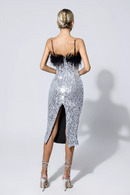 Sicily Feather Sequin Midi Dress