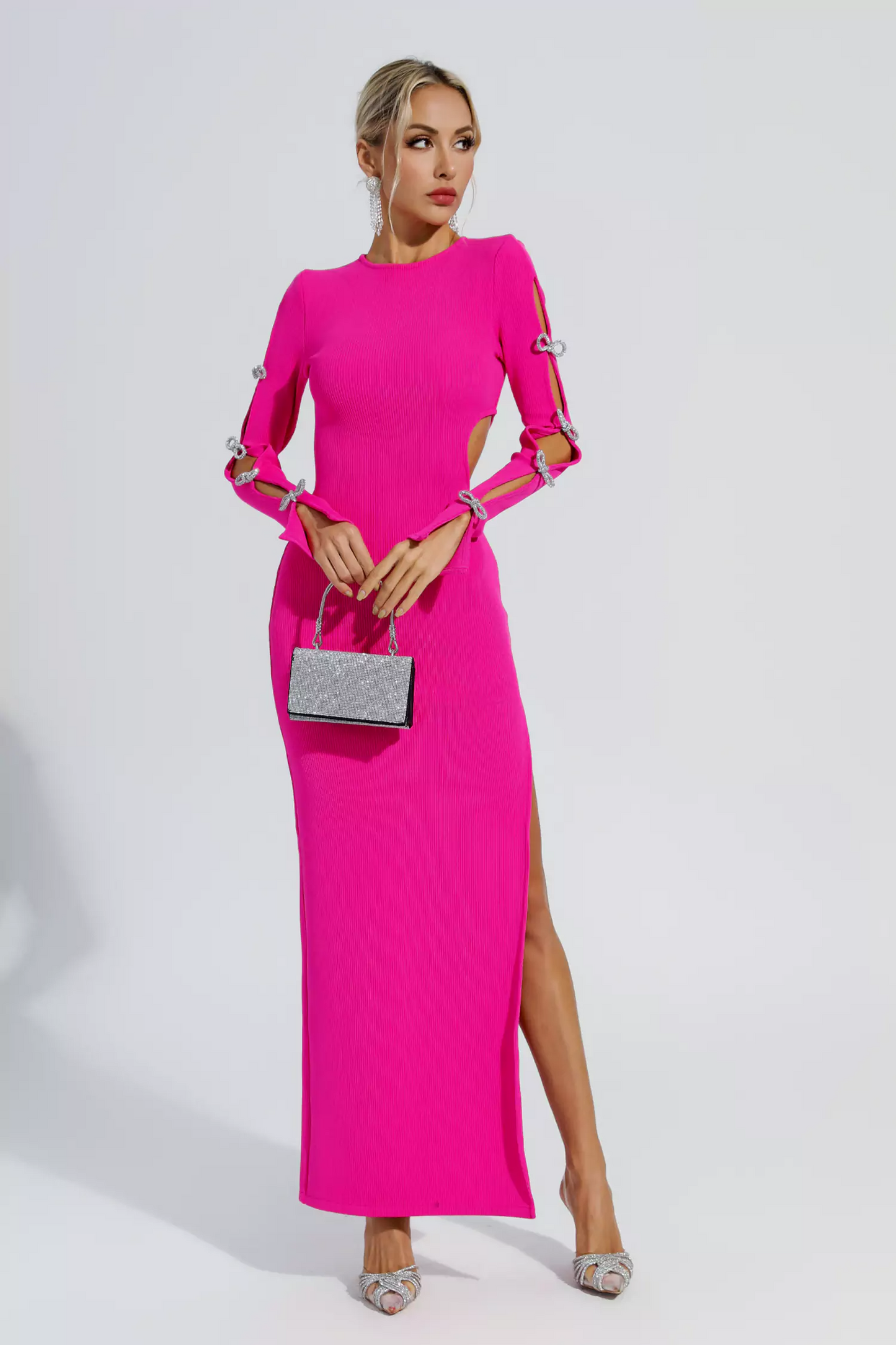 Emory Bandage Cutout Maxi Dress In Pink