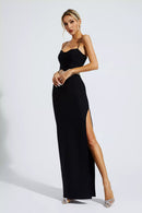Nyellie Scalloped Mesh Insert Maxi Dress In Black