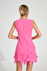 Dyren Floral Applique Mini Dress In Pink