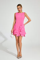 Dyren Floral Applique Mini Dress In Pink