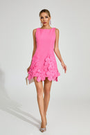 Dyren Floral Applique Mini Dress In Pink