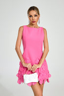 Dyren Floral Applique Mini Dress In Pink