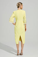Kavoris Yellow Diamond Midi Dress