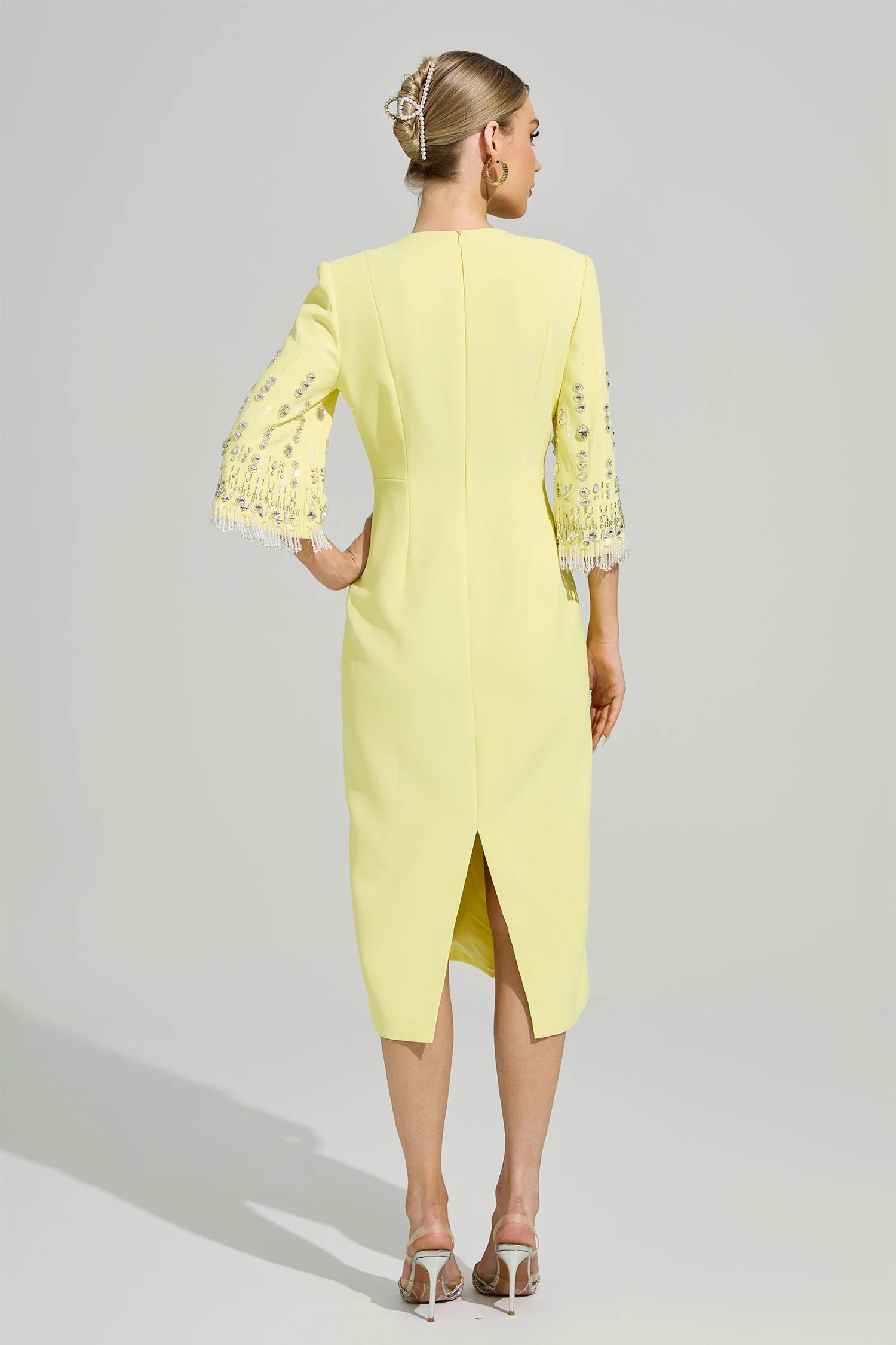 Kavoris Yellow Diamond Midi Dress