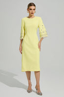 Kavoris Yellow Diamond Midi Dress