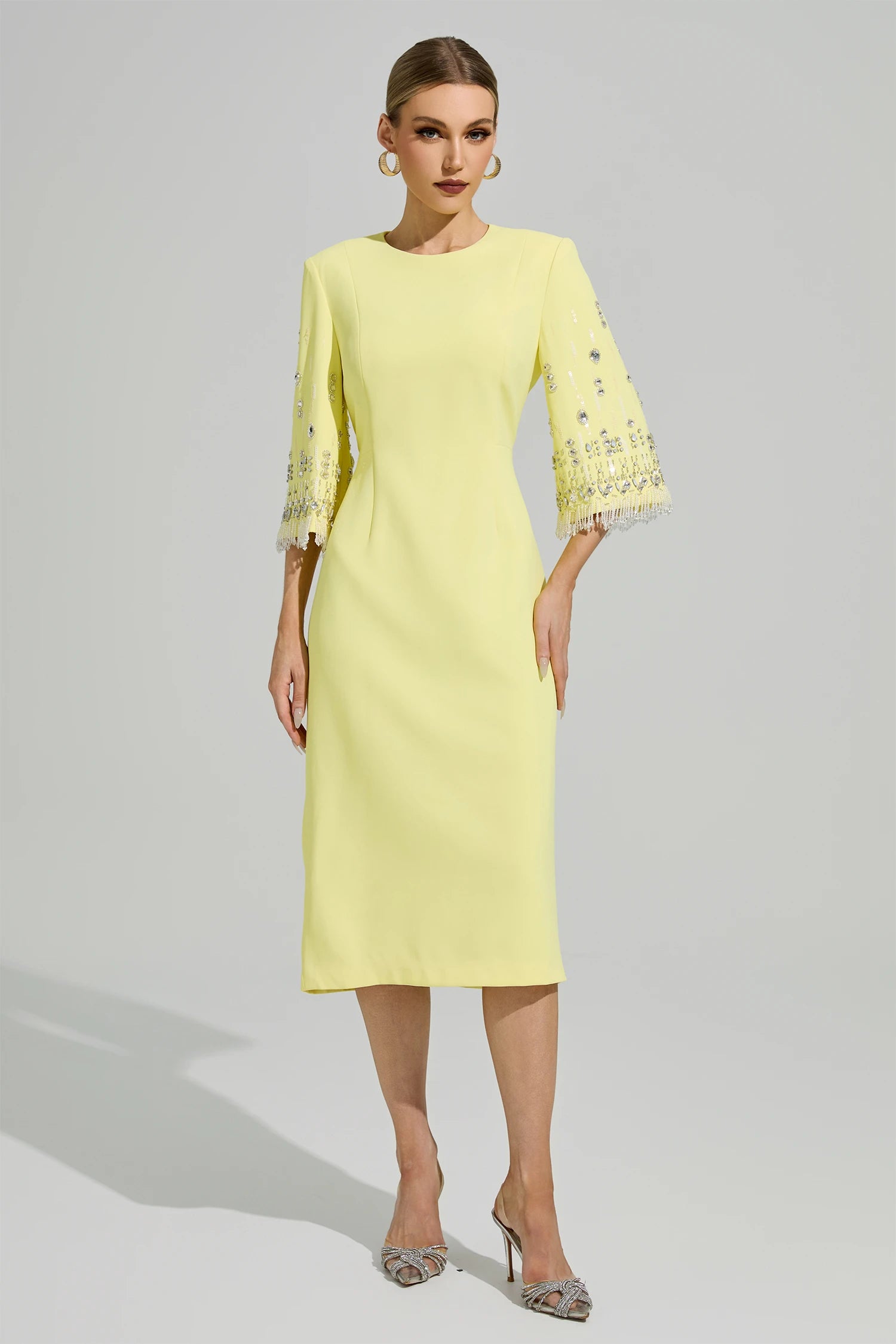 Kavoris Yellow Diamond Midi Dress
