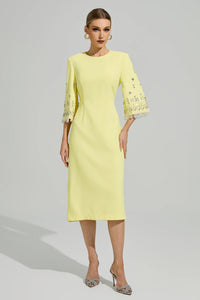 Kavoris Yellow Diamond Midi Dress