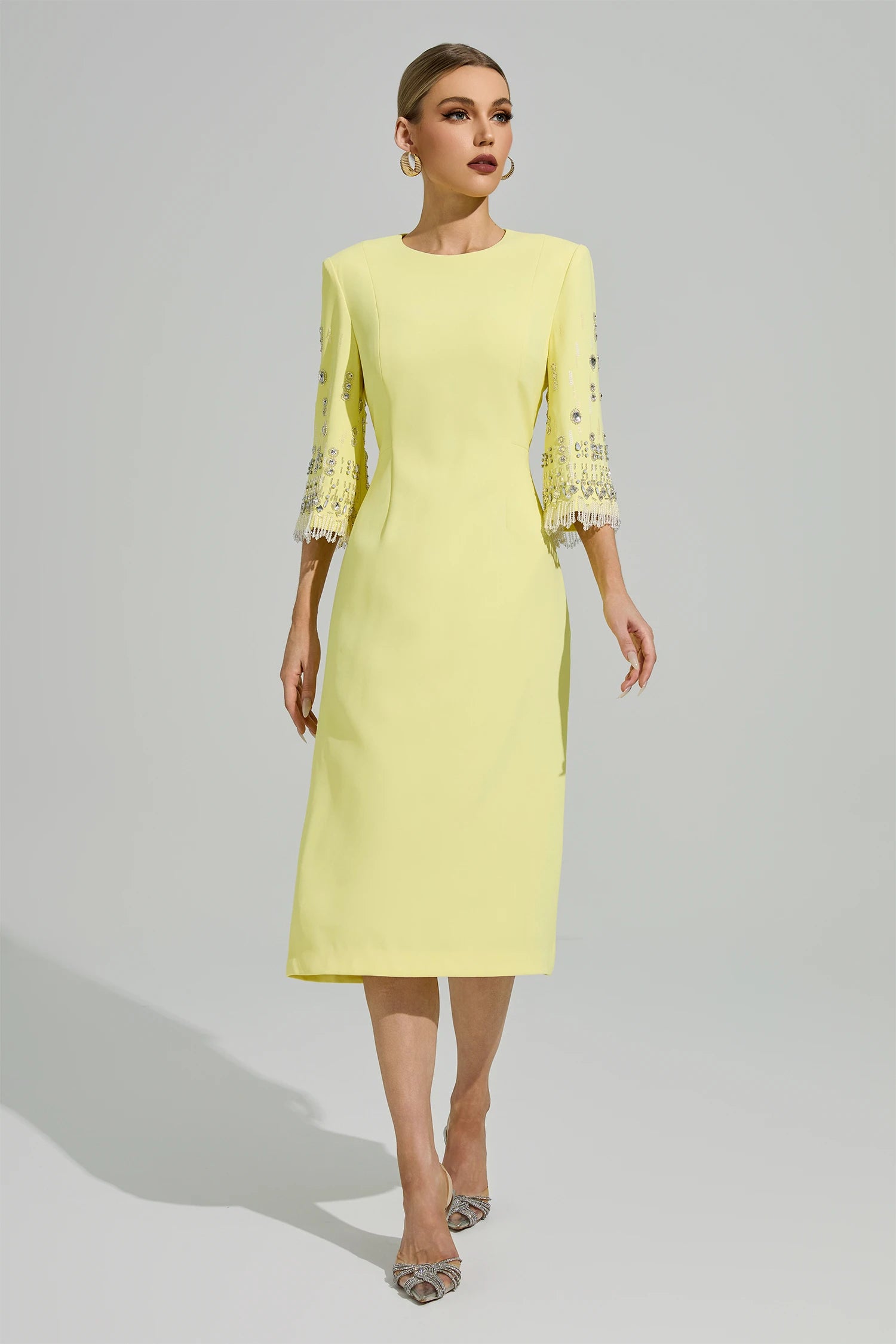 Kavoris Yellow Diamond Midi Dress