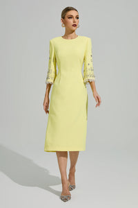 Kavoris Yellow Diamond Midi Dress