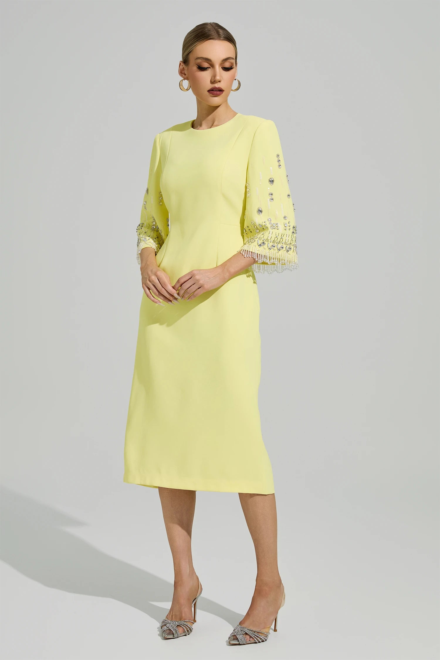 Kavoris Yellow Diamond Midi Dress