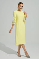 Kavoris Yellow Diamond Midi Dress