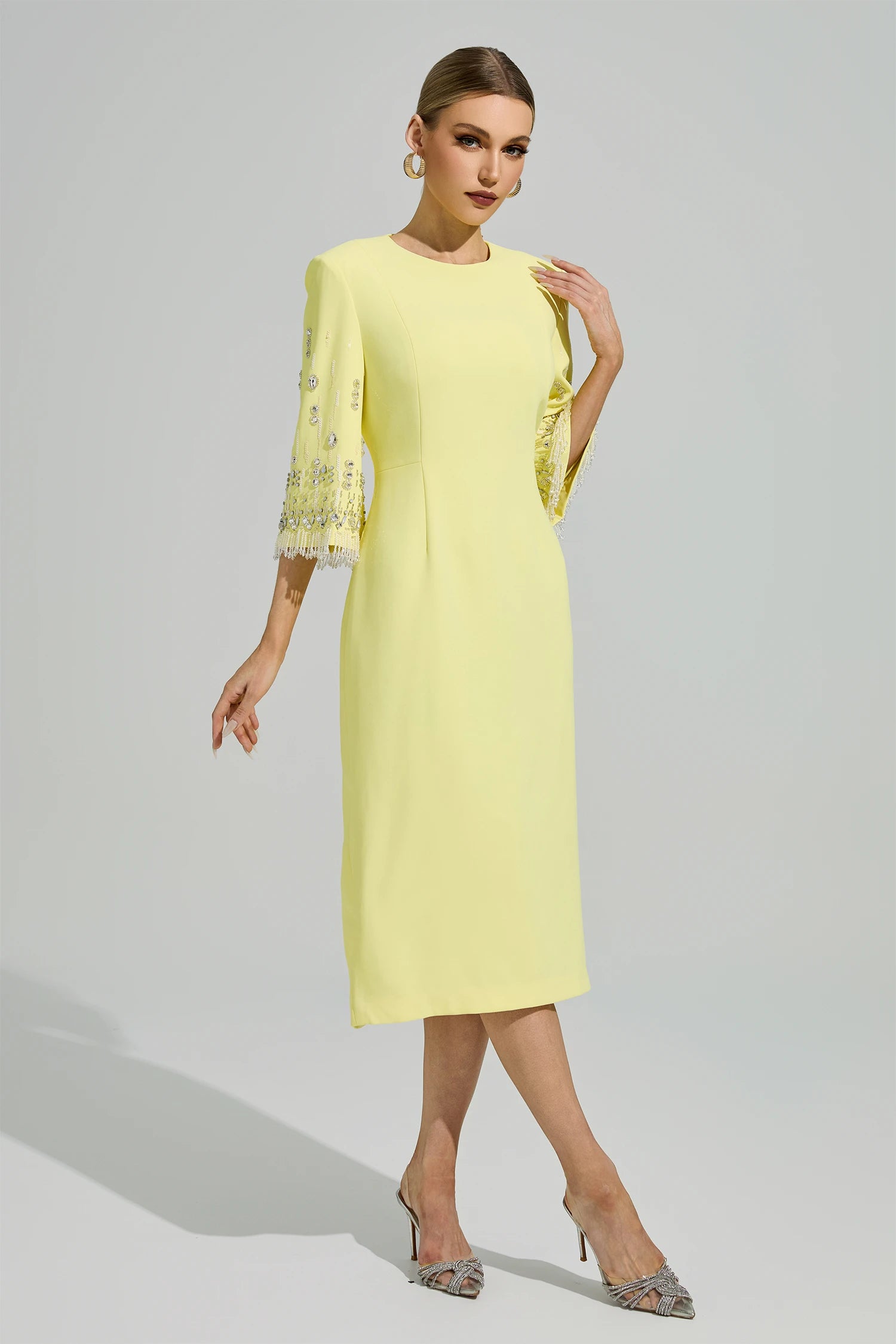 Kavoris Yellow Diamond Midi Dress