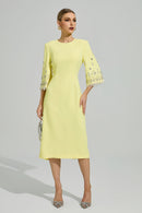 Kavoris Yellow Diamond Midi Dress