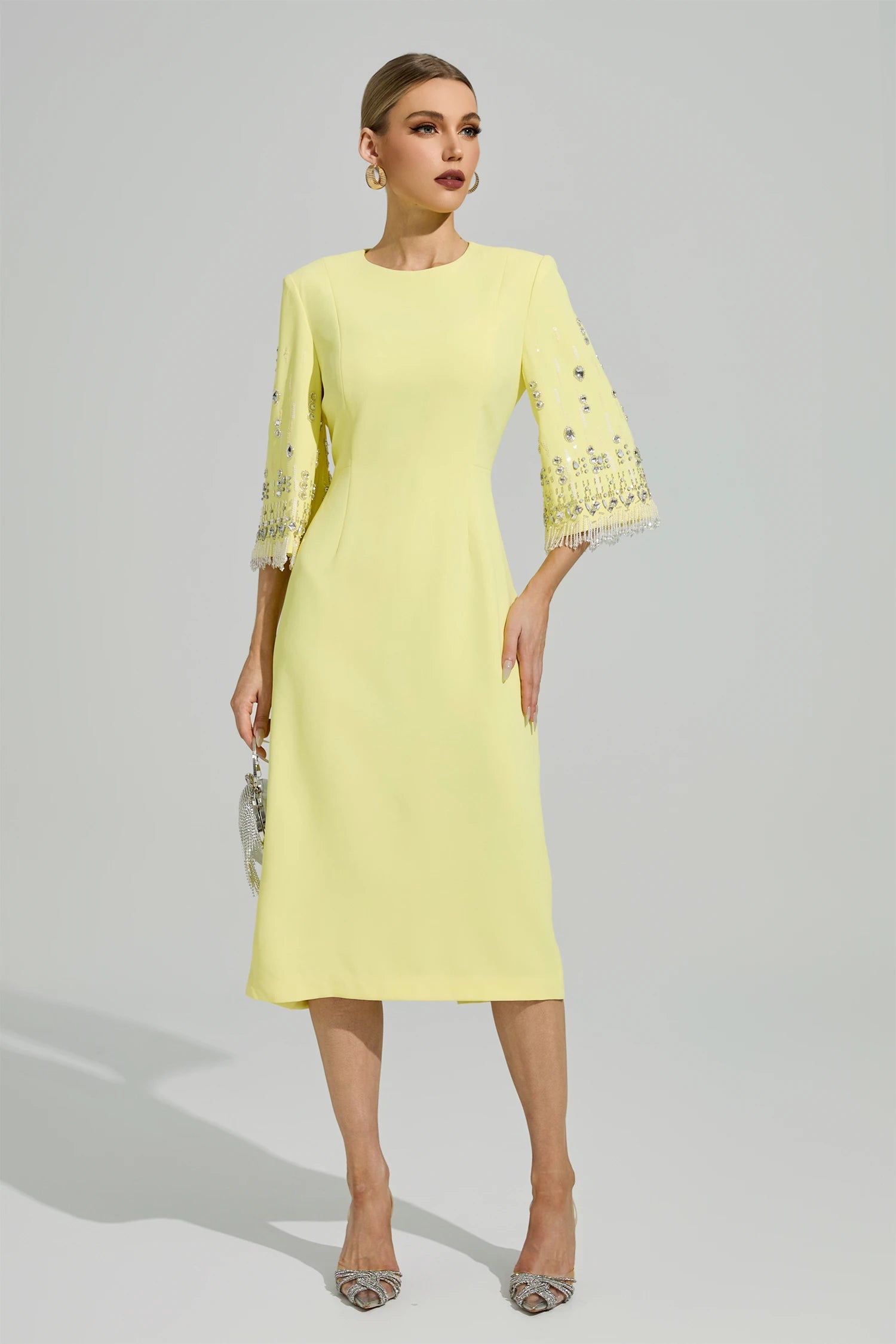 Kavoris Yellow Diamond Midi Dress
