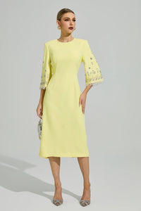 Kavoris Yellow Diamond Midi Dress