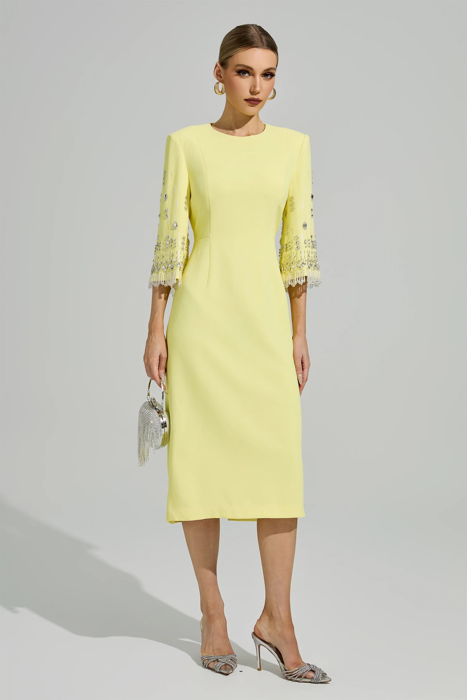 Kavoris Yellow Diamond Midi Dress