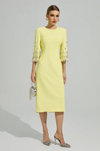 Kavoris Yellow Diamond Midi Dress