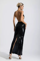 Sephra Front Cutout Backless Maxi Dress In Black