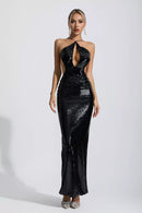 Sephra Front Cutout Backless Maxi Dress In Black