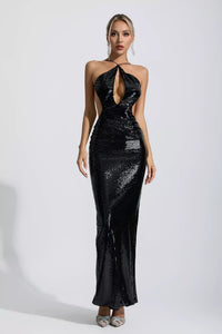 Sephra Front Cutout Backless Maxi Dress In Black