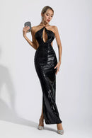Sephra Front Cutout Backless Maxi Dress In Black