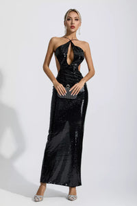 Sephra Front Cutout Backless Maxi Dress In Black
