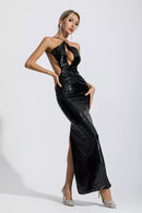 Sephra Front Cutout Backless Maxi Dress In Black