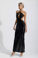 Sephra Front Cutout Backless Maxi Dress In Black