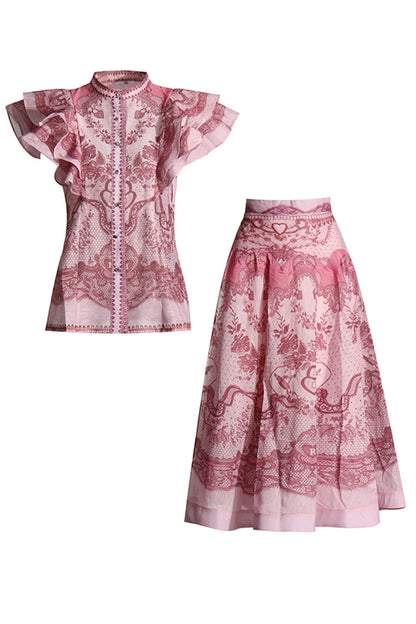 Brysta Flower Printed Set In Pink