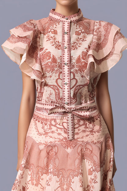 Brysta Flower Printed Set In Pink