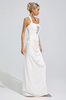 Funda White Diamond Halternecck Maxi Dress