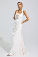 Funda White Diamond Halternecck Maxi Dress