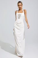 Funda White Diamond Halternecck Maxi Dress