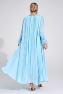 Joran Blue Feather Maxi Dress
