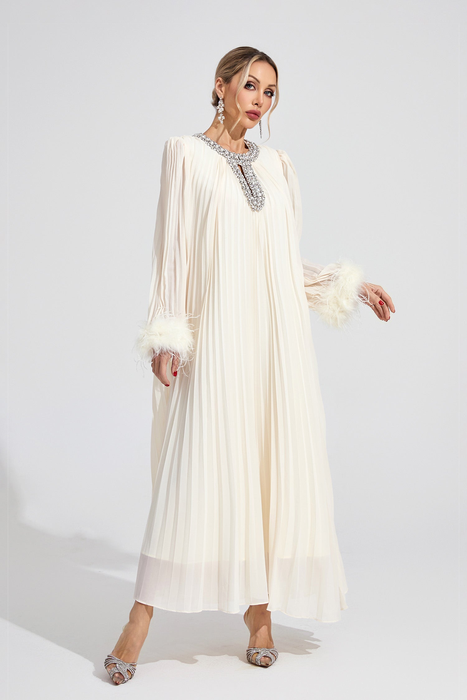 Joran Apricot Feather Maxi Dress